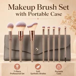 Makeup Brush Set with Portable Case