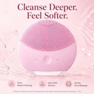 Ultrasonic Silicone Facial Cleansing Brush with Deep Cleansing Vibration Massage