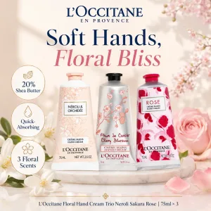 L'Occitane Floral Hand Cream Trio Neroli Sakura Rose